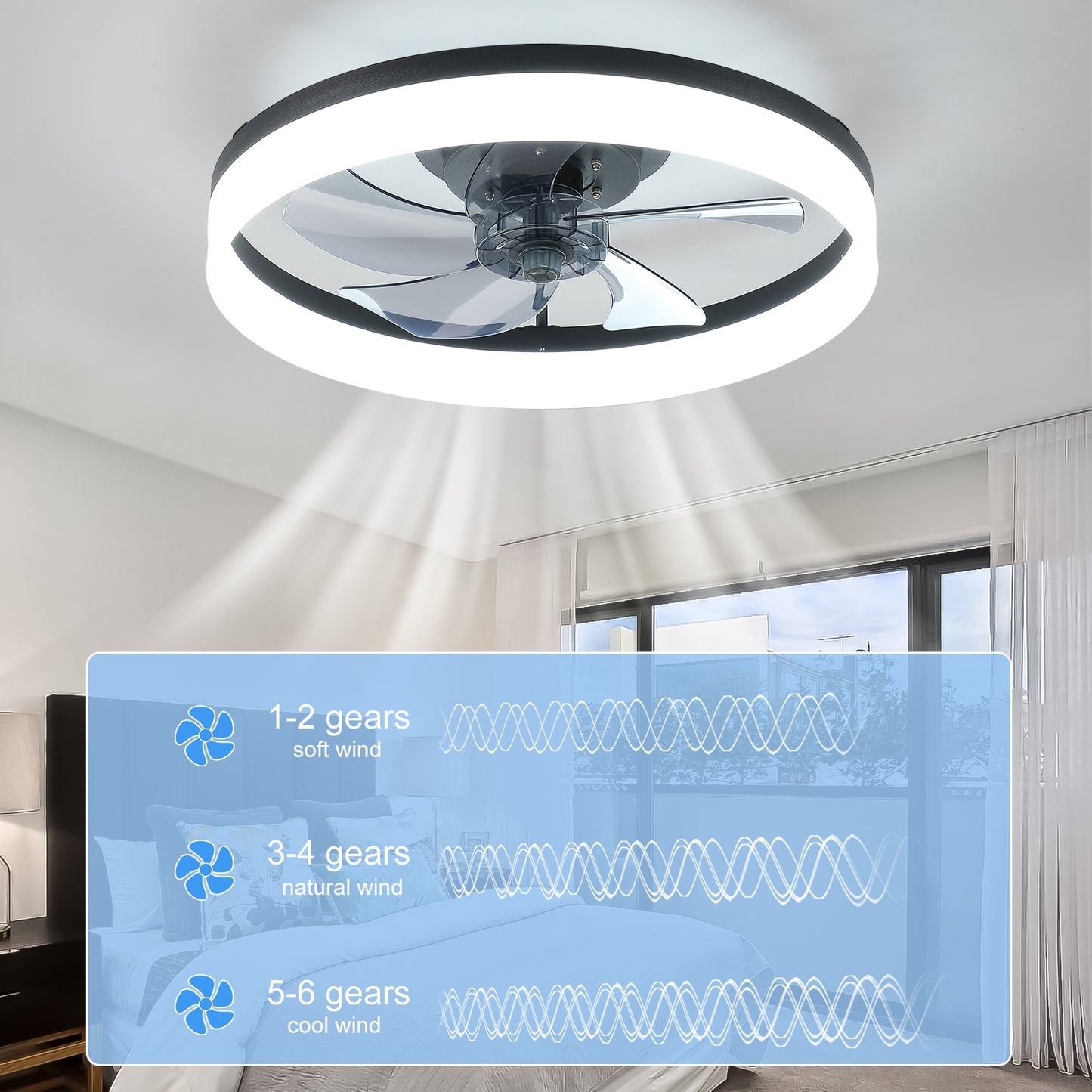 Modern Ceiling Fan with Adjustable LED Lights