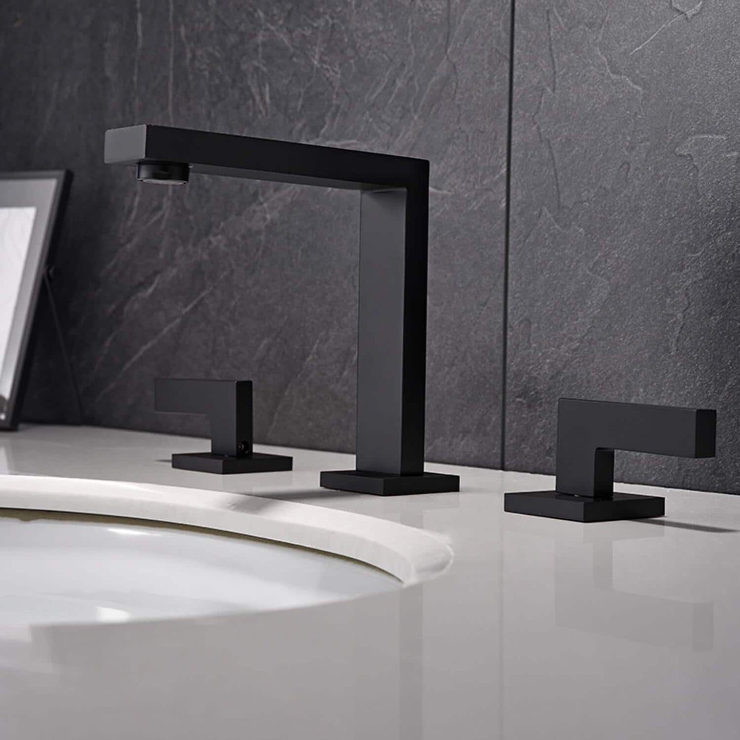 Matte Black Widespread Bathroom Faucet with Double Handles