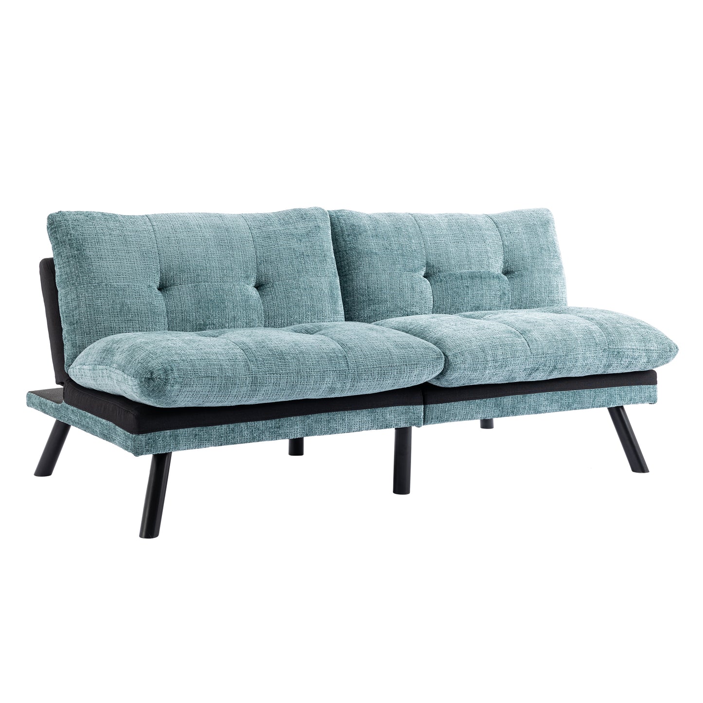 Convertible Sofa Bed  Loveseat Futon Bed Breathable Adjustable Lounge Couch with Metal Legs,Futon Sets for Compact Living Space  Chenille- Mint Green