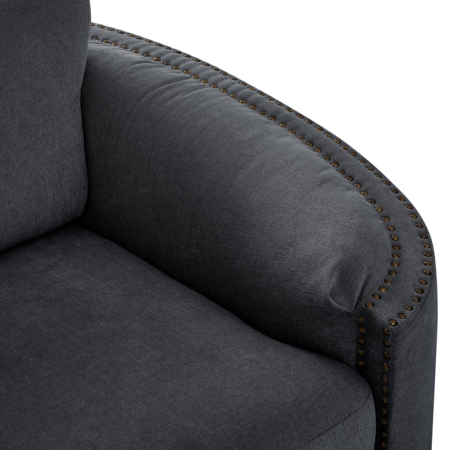 U_Style Stylish Sofa with Semilunar Arm, Rivet Detailing, and Solid Frame for Living Room