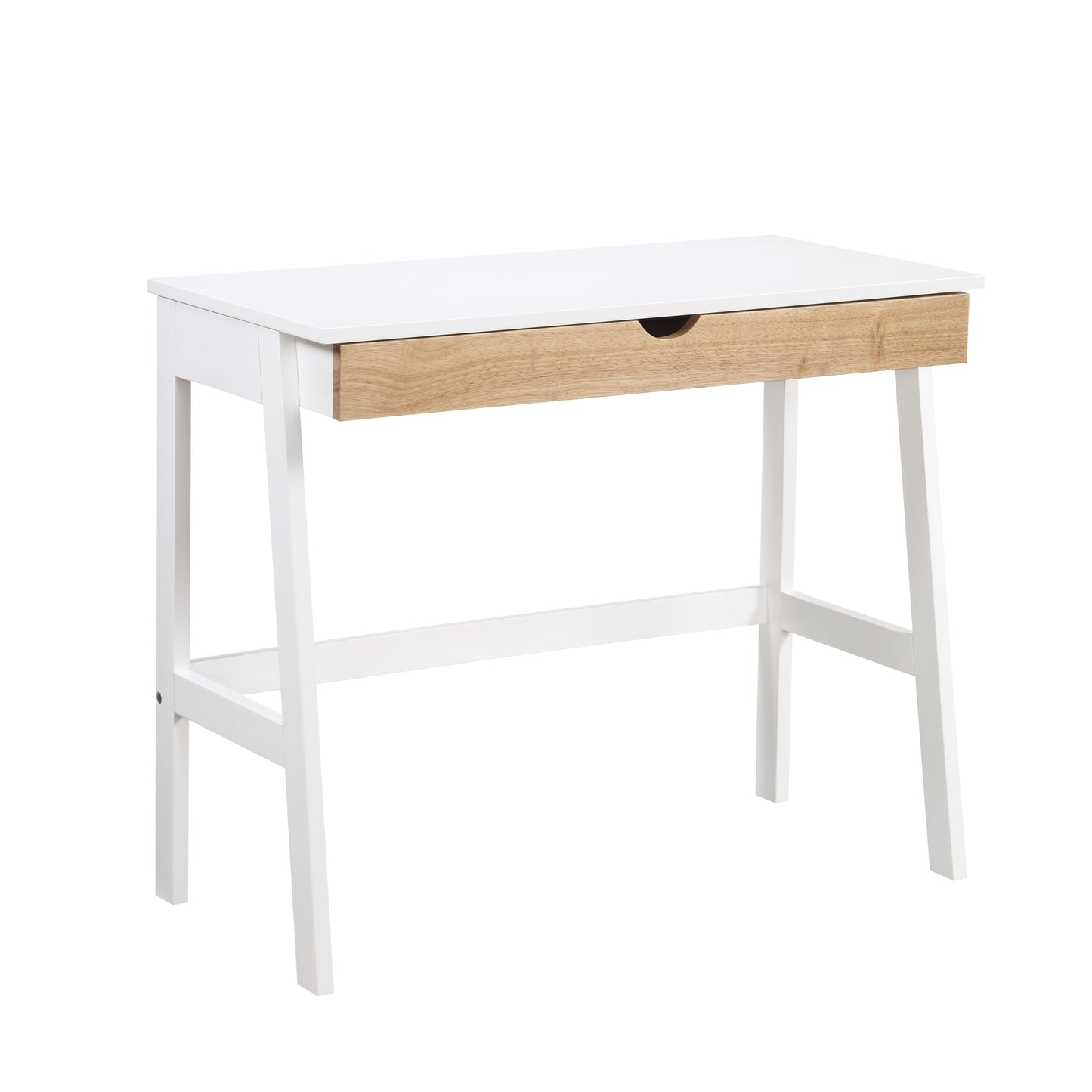 Solid Wood Modern White/Natural Hilton Desk