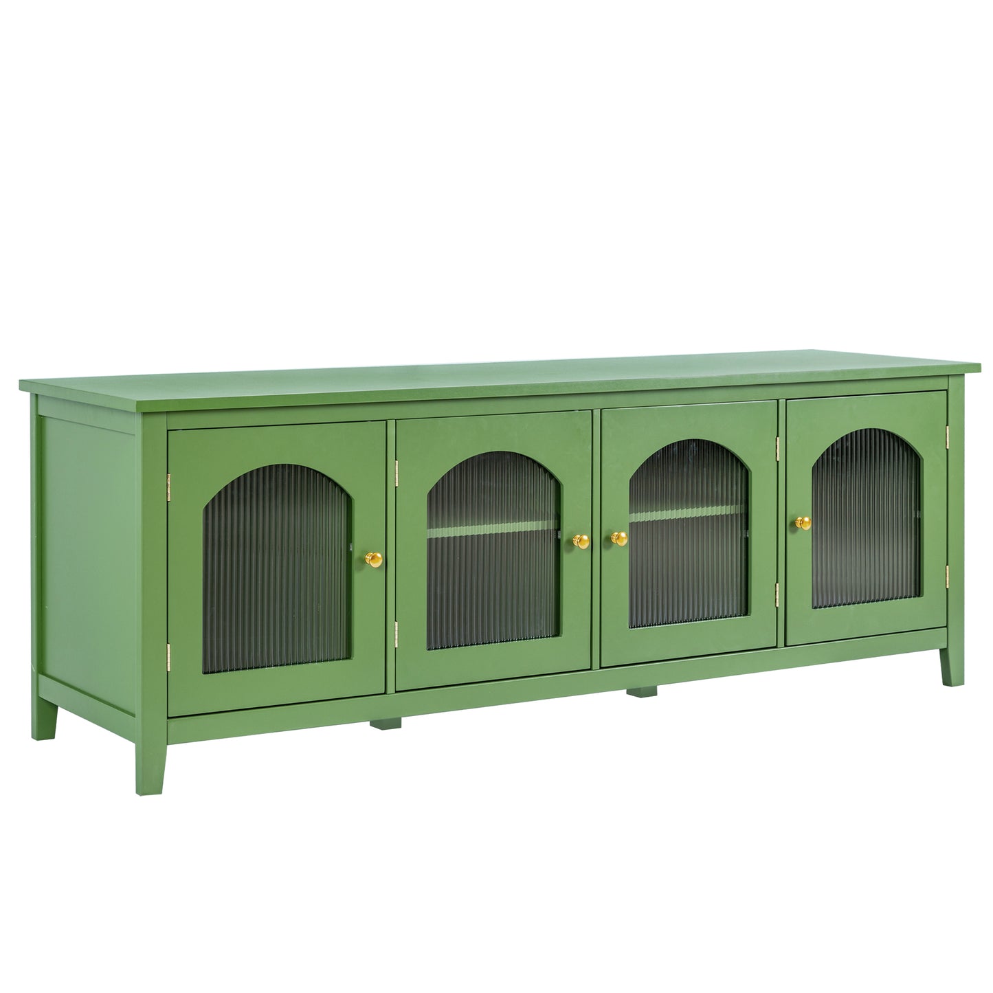 Stylish 71-Inch TV Cabinet with Rainbow Glass Doors and Retro Green Finish