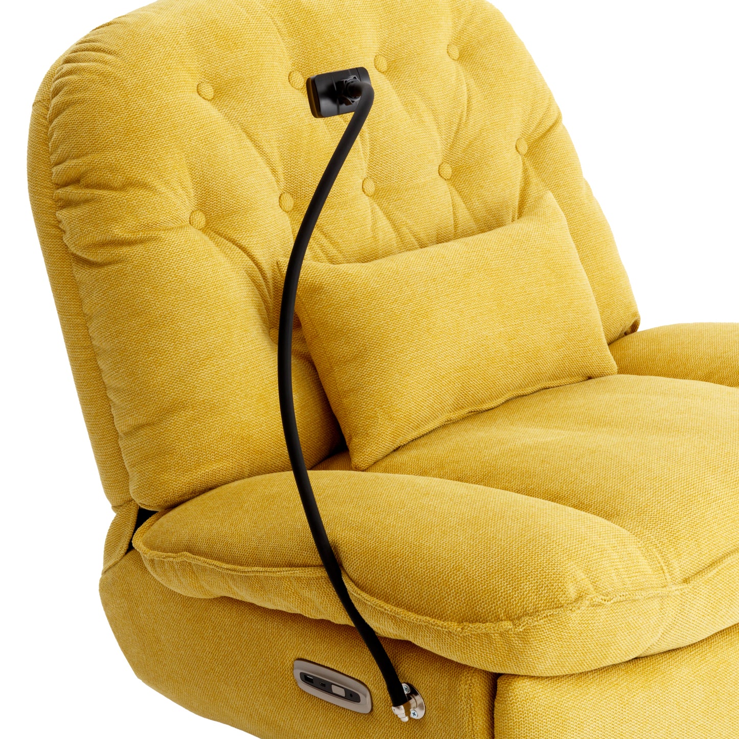 Yellow Power Recliner with Voice Control and Bluetooth Music Player