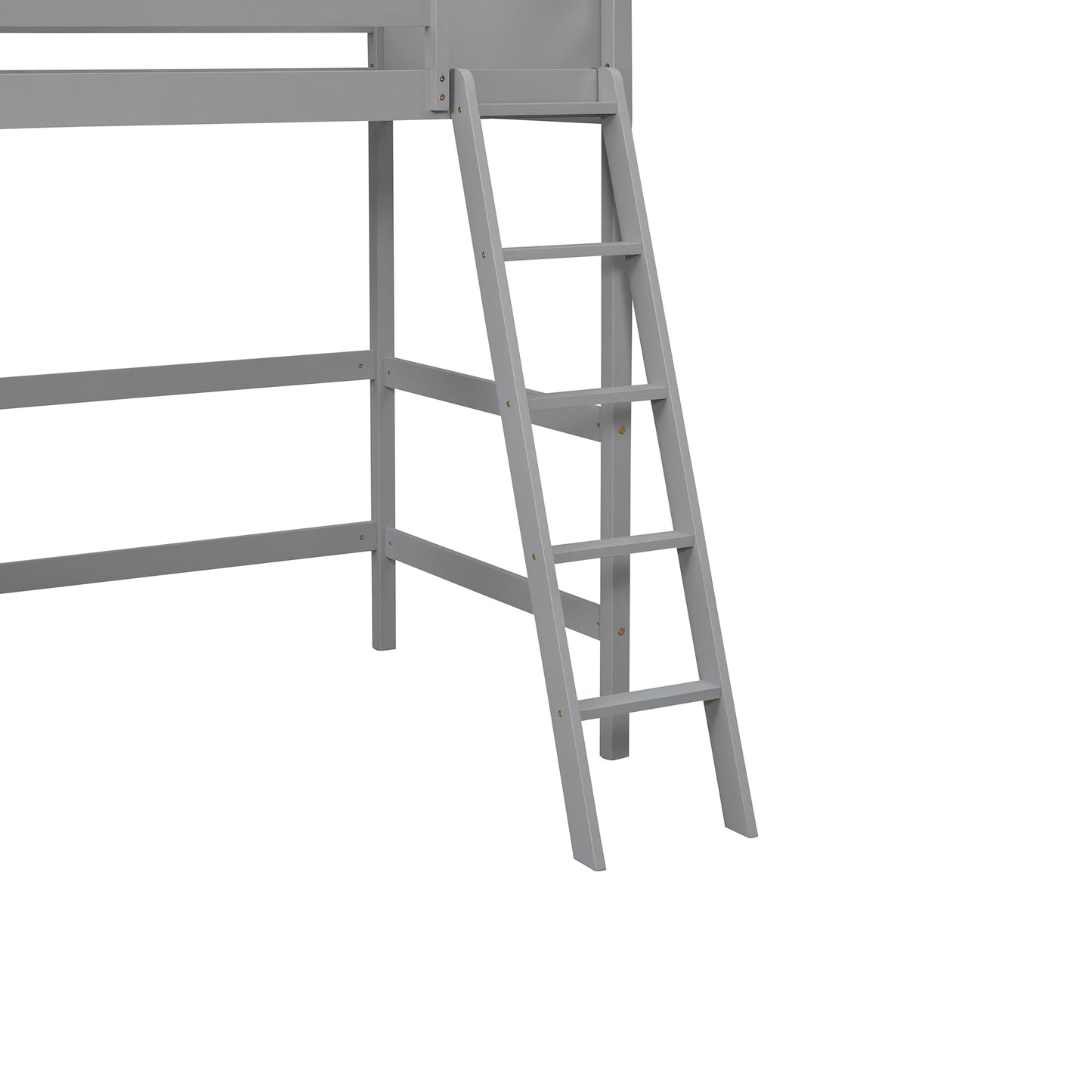 Solid Wood Twin Size Loft Bed with Ladder(Gray)(: WF191903AAE)