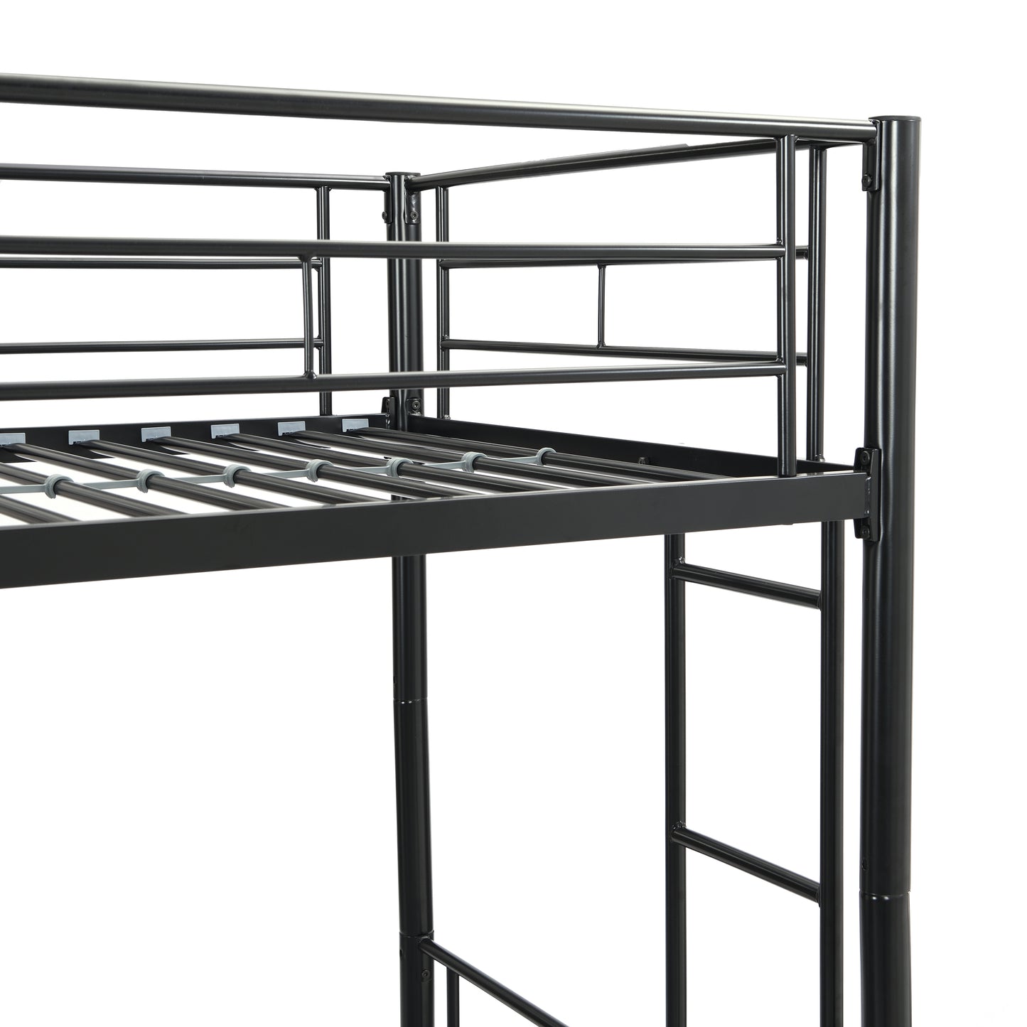 Triple Metal Bunk Bed with Trundle in Elegant Black