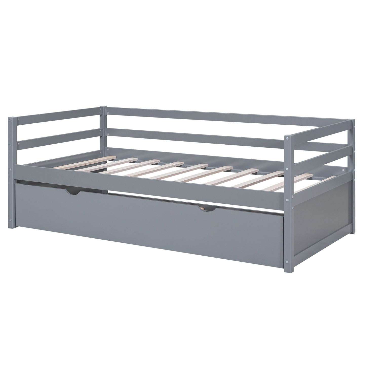 Twin Size Wood Daybed with Twin Size Trundle, Gray(Expected Arrival Time: 1.7)