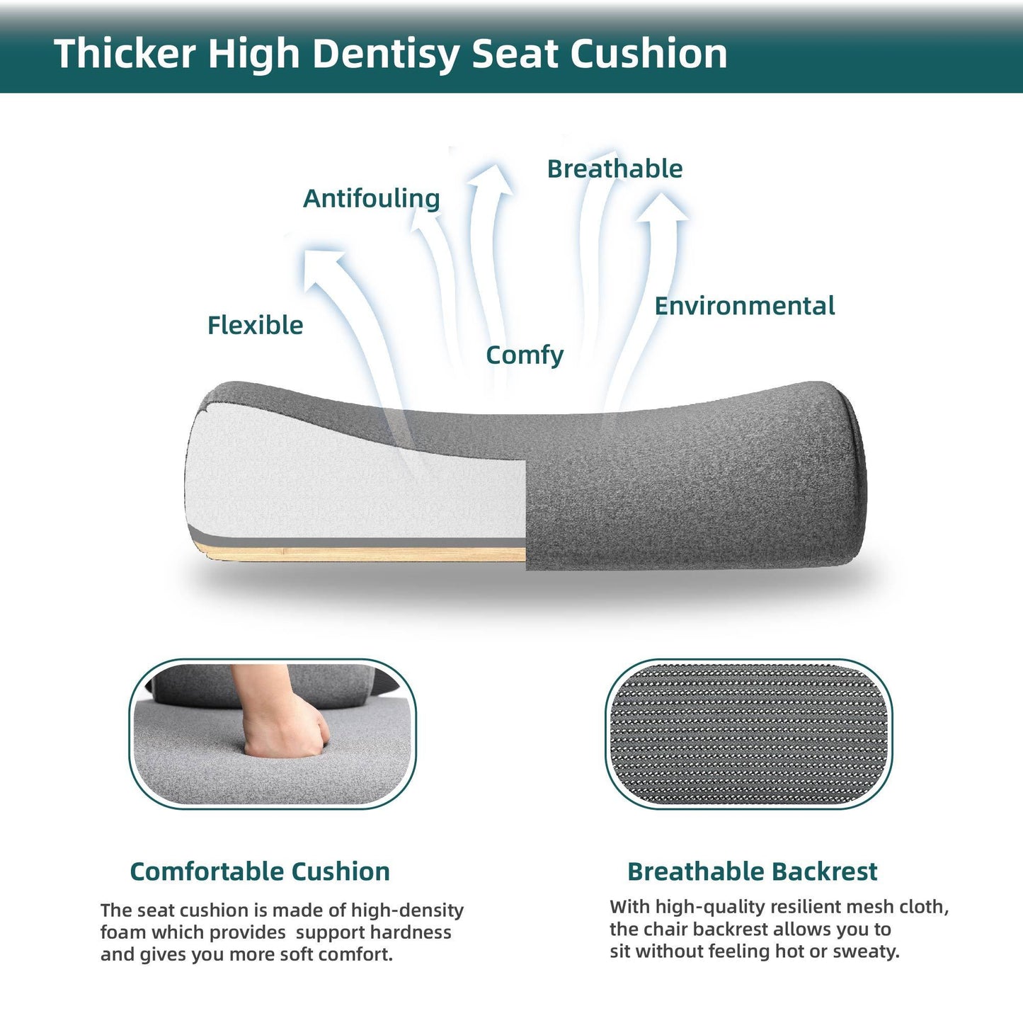 SWEETCRISPY Mesh High Back Ergonomic Office Chair Lumbar Support Pillow Computer Desk Chair