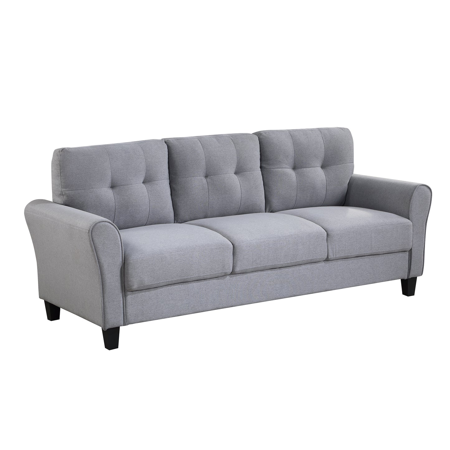 Modern Living Room Sofa Set Linen Upholstered Couch Furniture for Home or Office ,Light Grey-Blue,(1+3-Seat)