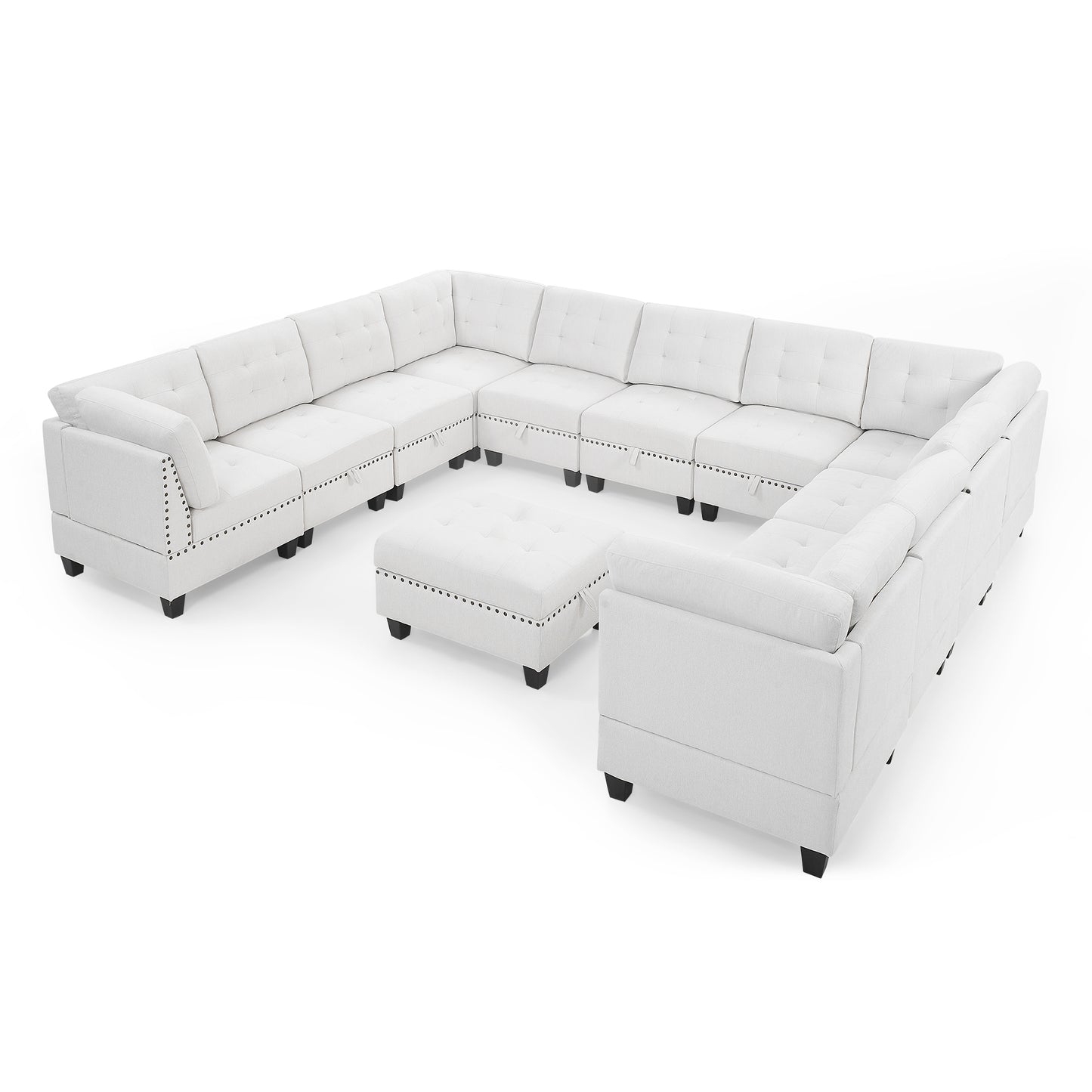 U-Shaped DIY Modular Sectional Sofa with Bonus Storage