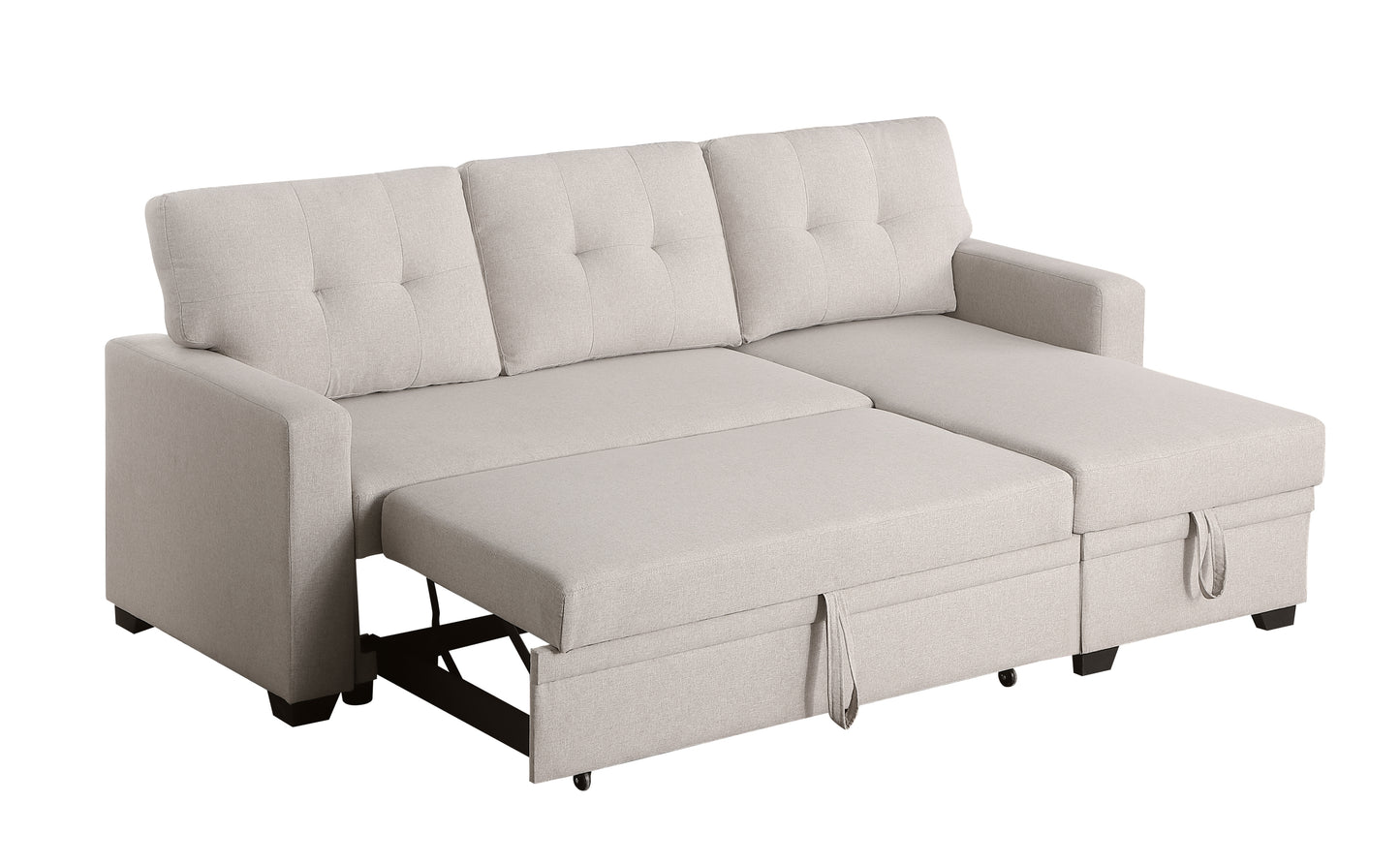 Upholstered Pull out Sectional Sofa with Chaise