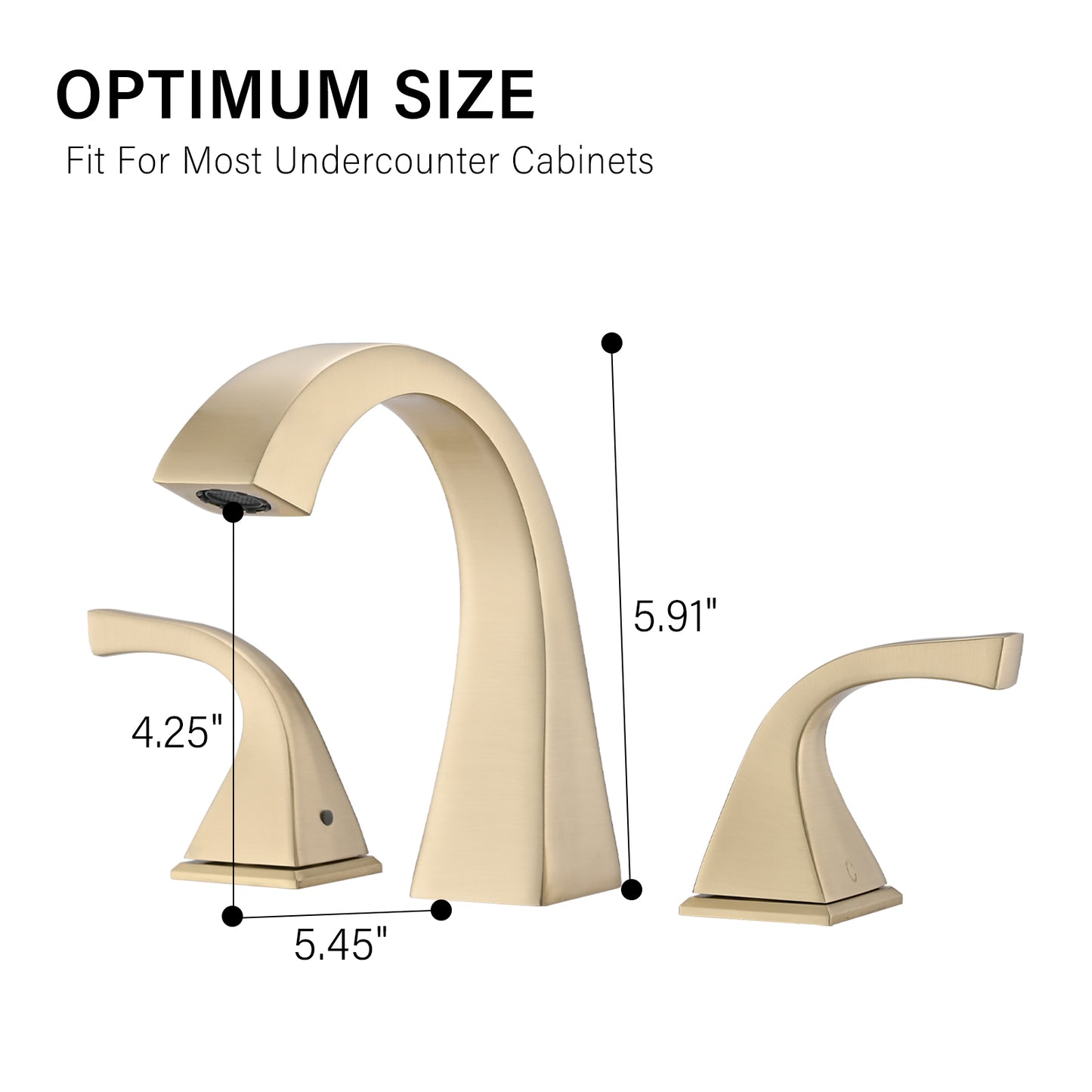 Brushed Gold 2-Handle Bathroom Faucet with Drain