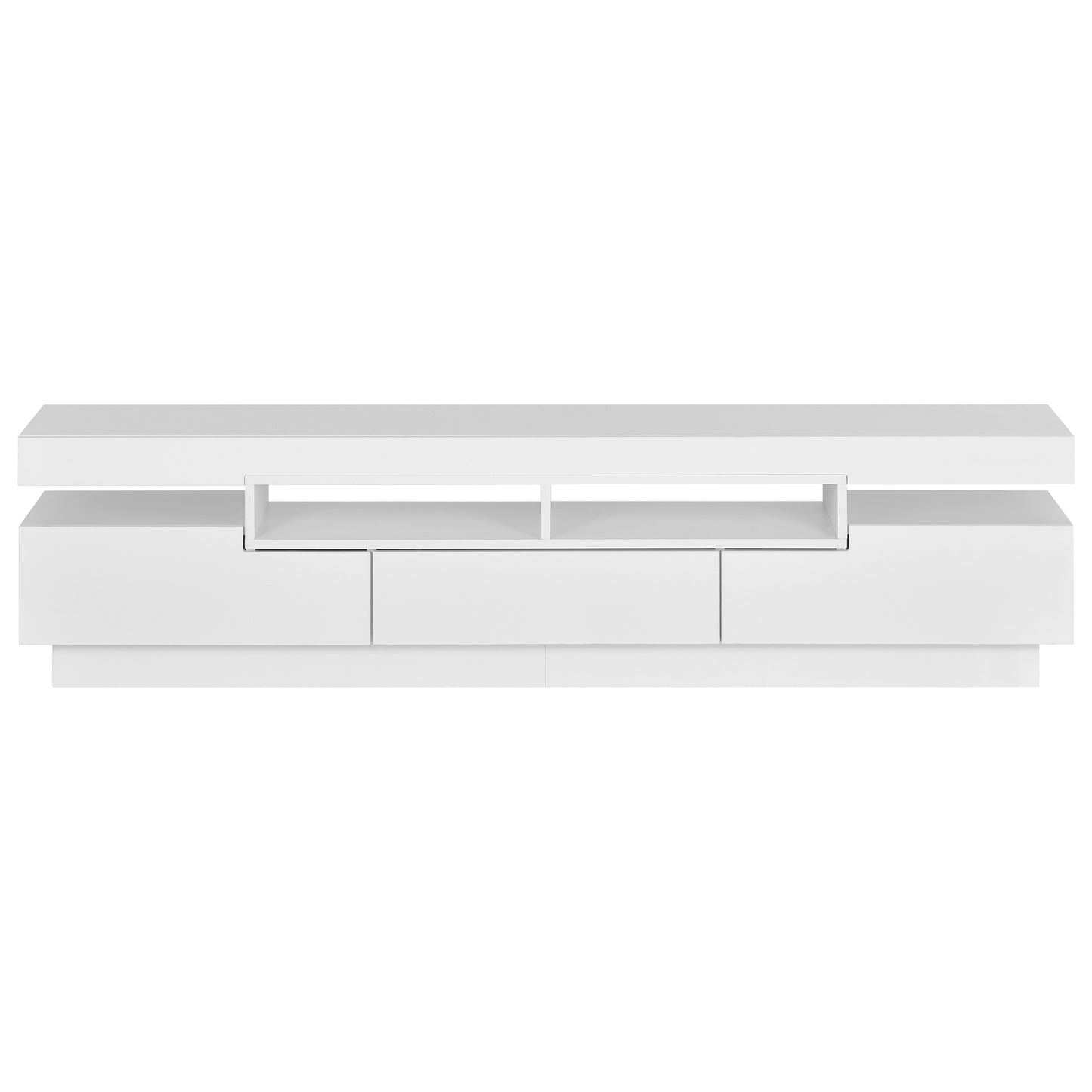 Sleek White TV Stand with Multi-Color LED Lights and Storage for 75 Inch TV