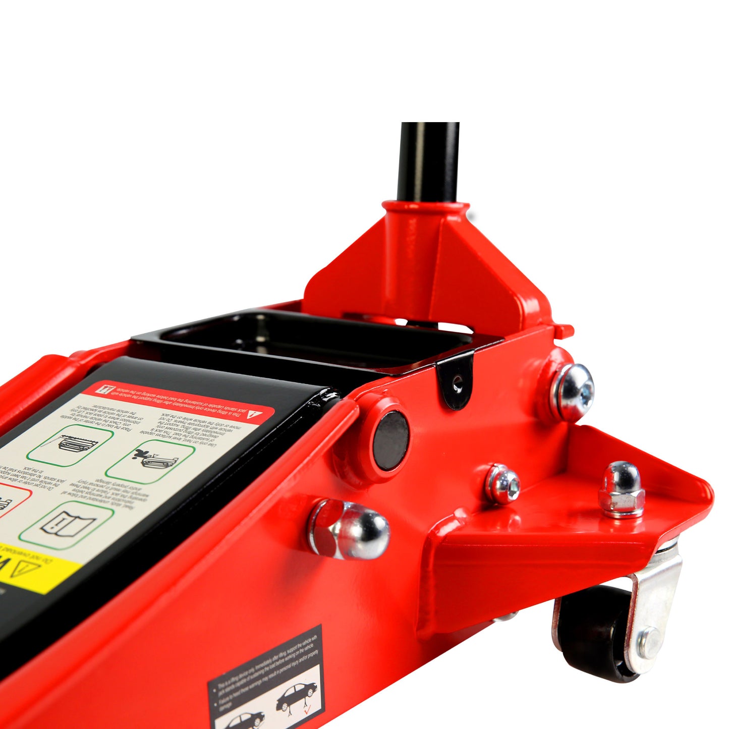 Ultra-Low Profile Dual Piston Hydraulic Car Jack, Red and Black, 3 Ton Capacity, Lifting Range 3.3-19.7