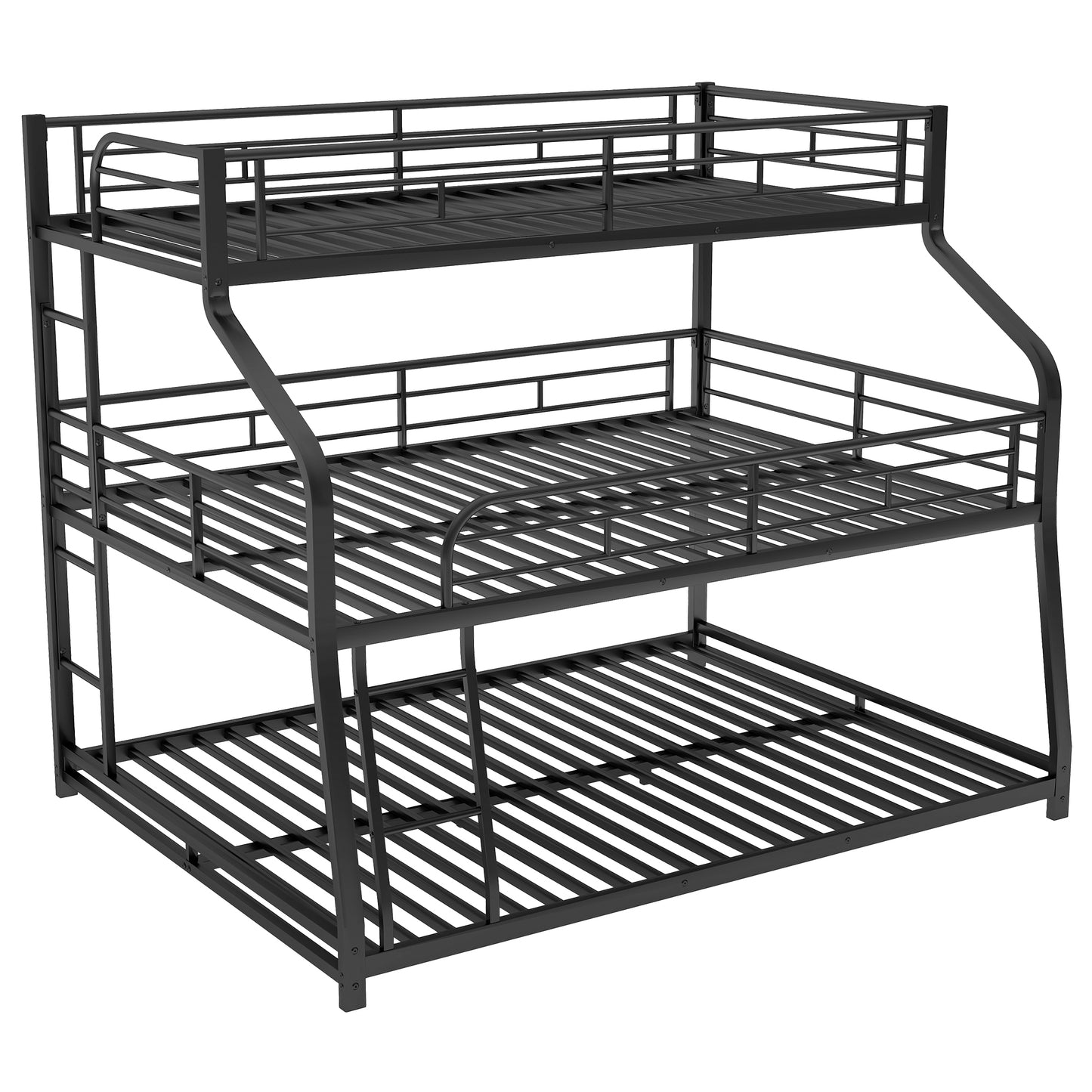 Modern Black Metal Triple Bunk Bed with Multiple Size Options and Innovative Safety Features