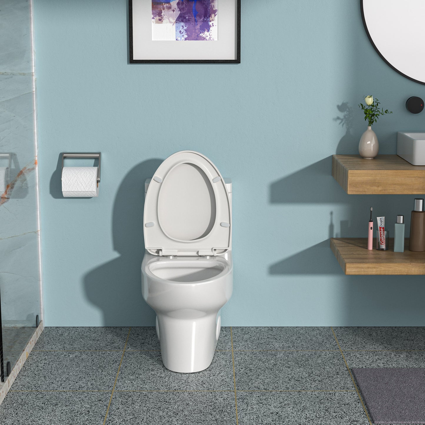 Ceramic One Piece Toilet,Dual Flush with Soft Clsoing Seat