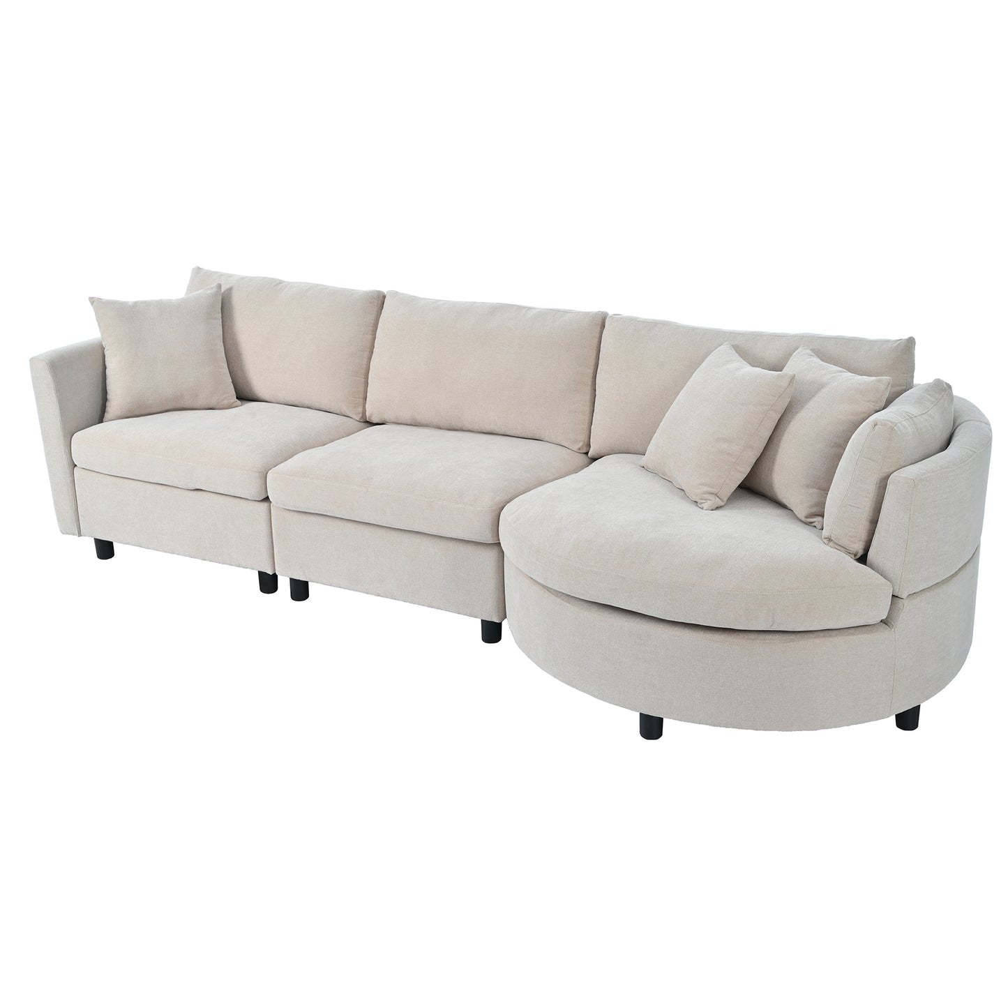 U_STYLE Three Indoor Cushioned Combination Sofas with Three Pillows and Curved Seat, for Living Room, Study Room, and Apartment