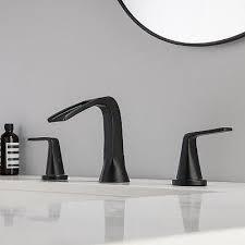 Black Matte Two-Handle Widespread Bathroom Faucet