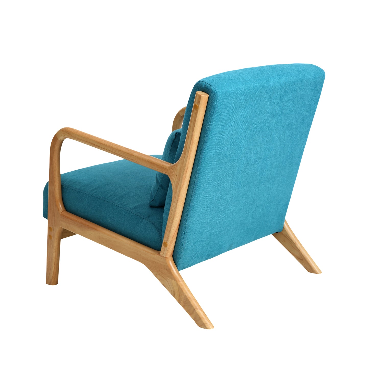 Mid Century Modern Accent Chair with Wood Frame, Upholstered Living Room Chairs, Reading Armchair for Bedroom