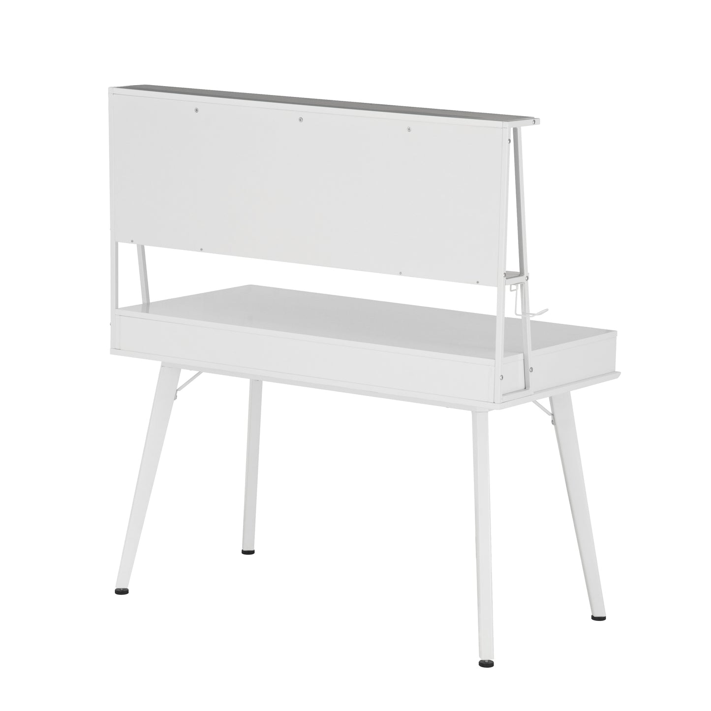 Multi-Purpose White Desk with Magnetic Whiteboard & Storage Shelf