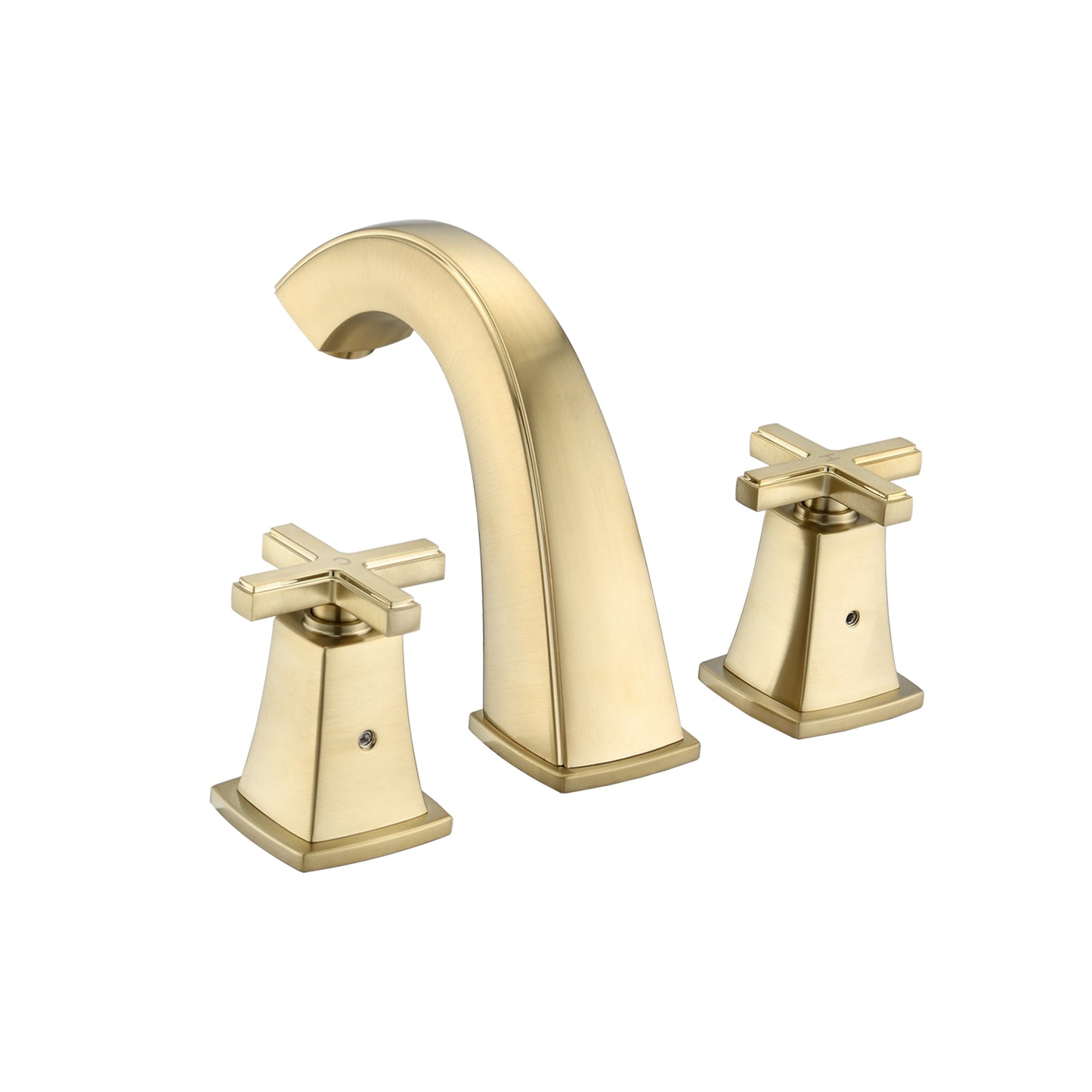 Luxury Brushed Gold Widespread Bathroom Faucet with 2 Handles and Drain Assembly