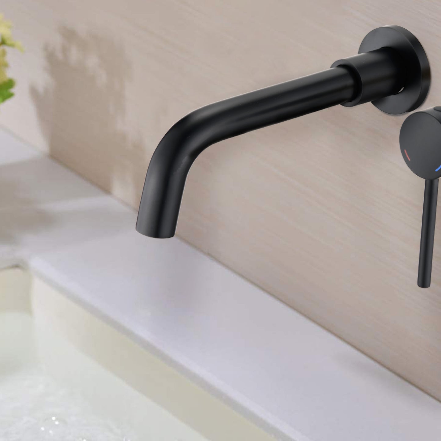 Matte Black Wall Mount Single Handle Bathroom Faucet