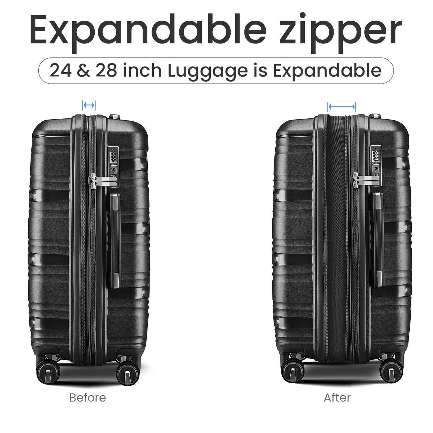 Luggage 4 Piece Sets(14/20/24/28), Hard Shell Lightweight TSA Lock Carry on Expandable Suitcase with Spinner Wheels Travel Set for Men Women