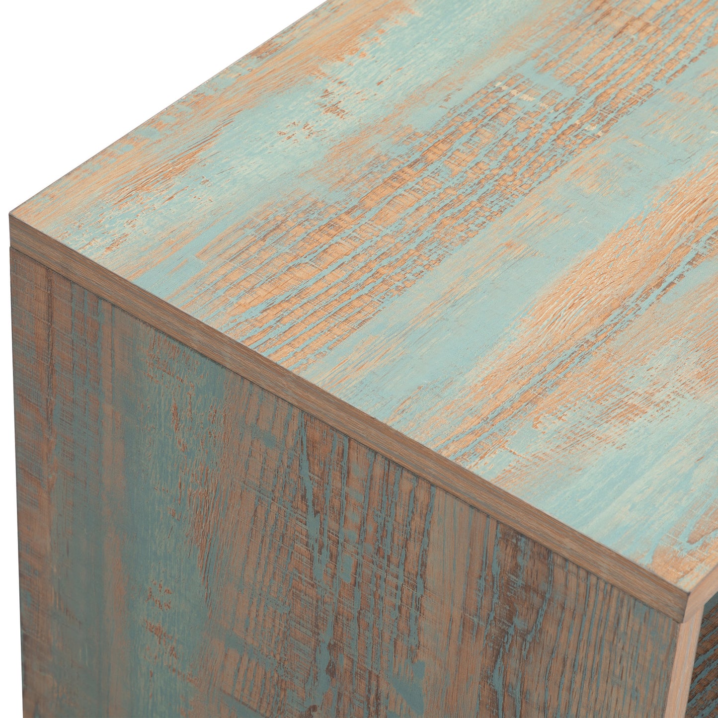 Set of 2 Modern Low Bedside Table, Wooden Nightstand with Drawer and Shelf, Patina Green