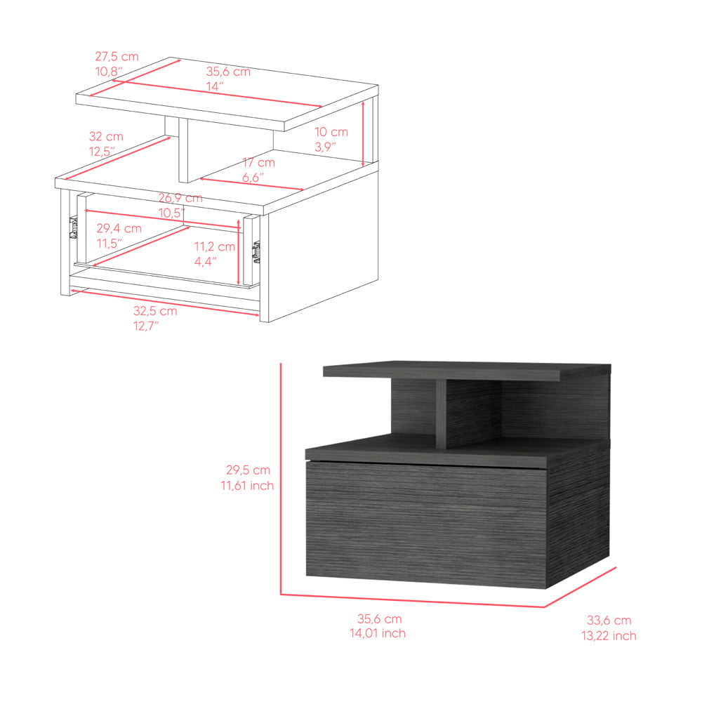 Nightstand Floating Flopini, Bedroom, Smokey Oak