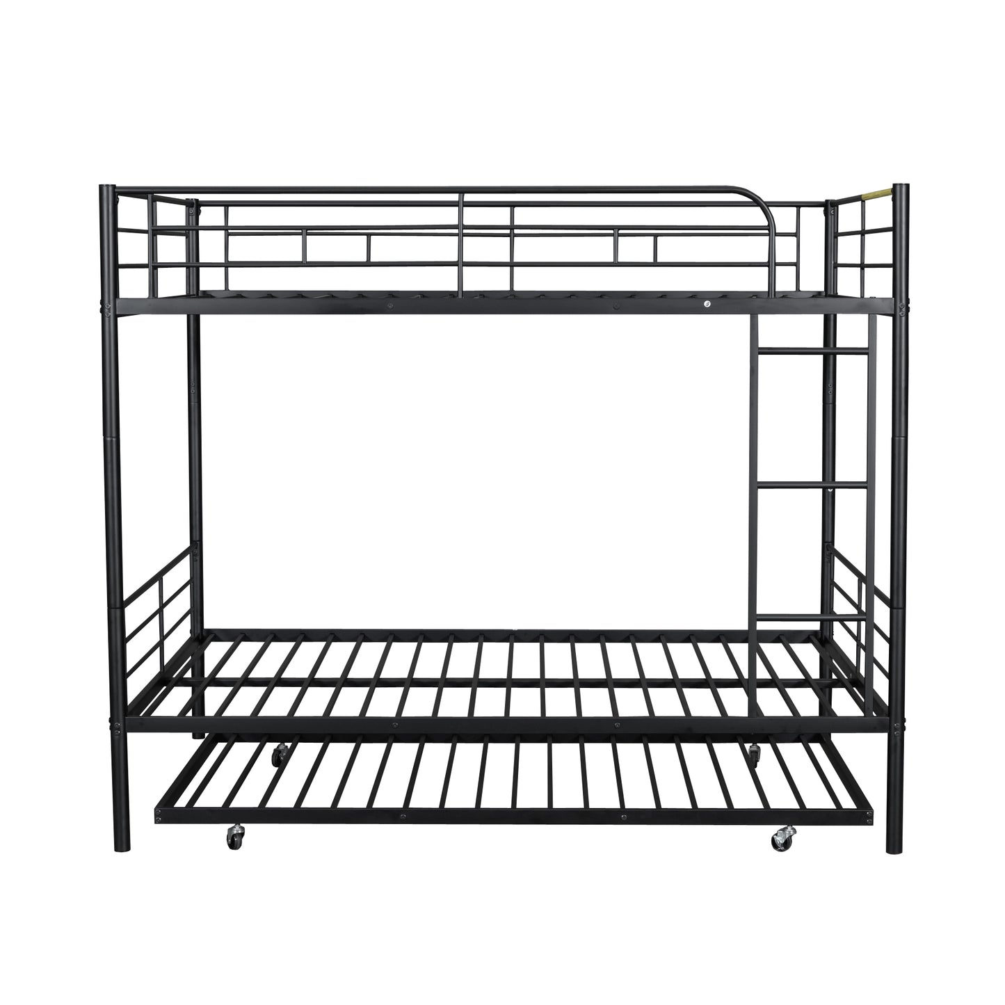 Stylish Contemporary Metal Bunk Bed with Trundle - Sleek Black Design