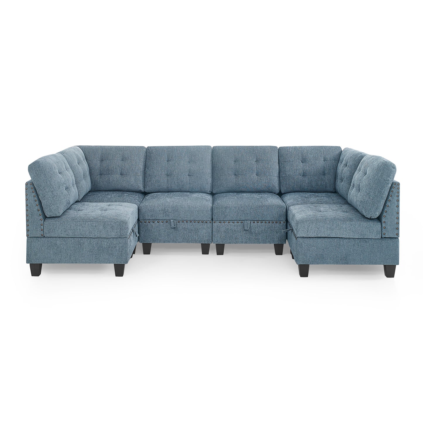 Navy Chenille U Shape Modular Sectional Sofa with DIY Combination