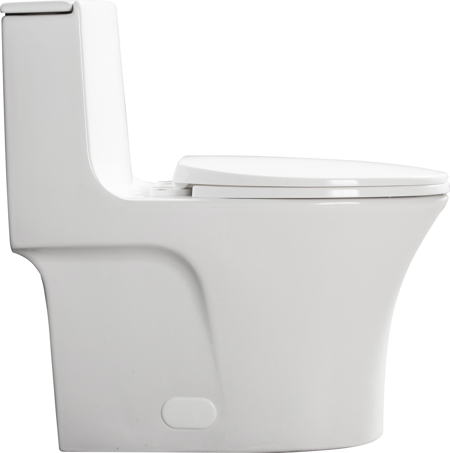 15 1/8 Inch 1.1/1.6 GPF Dual Flush 1-Piece Elongated Toilet with Soft-Close Seat - Gloss White  23T02-GW