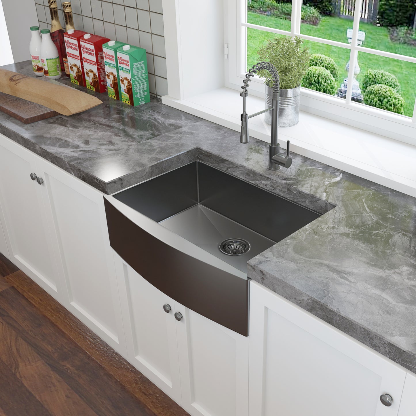 Luxurious 30 Farmhouse Kitchen Sink with Black Gunmetal Finish and Nano Protective Coating