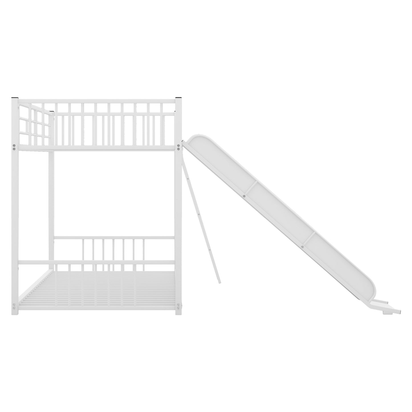 White Metal Twin Bunk Bed with Slide - Perfect Pick for Siblings or Sleepovers