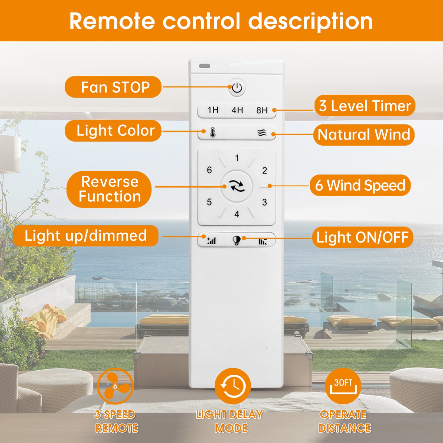 52 Inch Smart DC Remote Control LED Ceiling Fan with Reversible Wood Blades