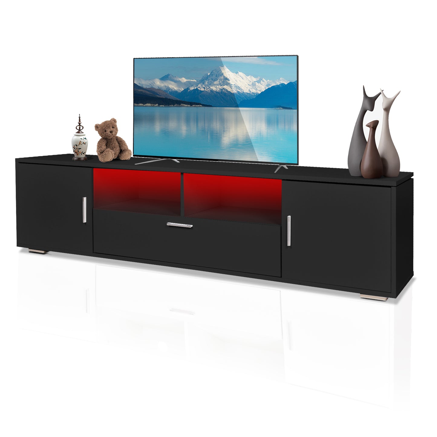 Sleek LED TV Stand with Storage - Enhanced Entertainment Center for Up to 75-inch TVs