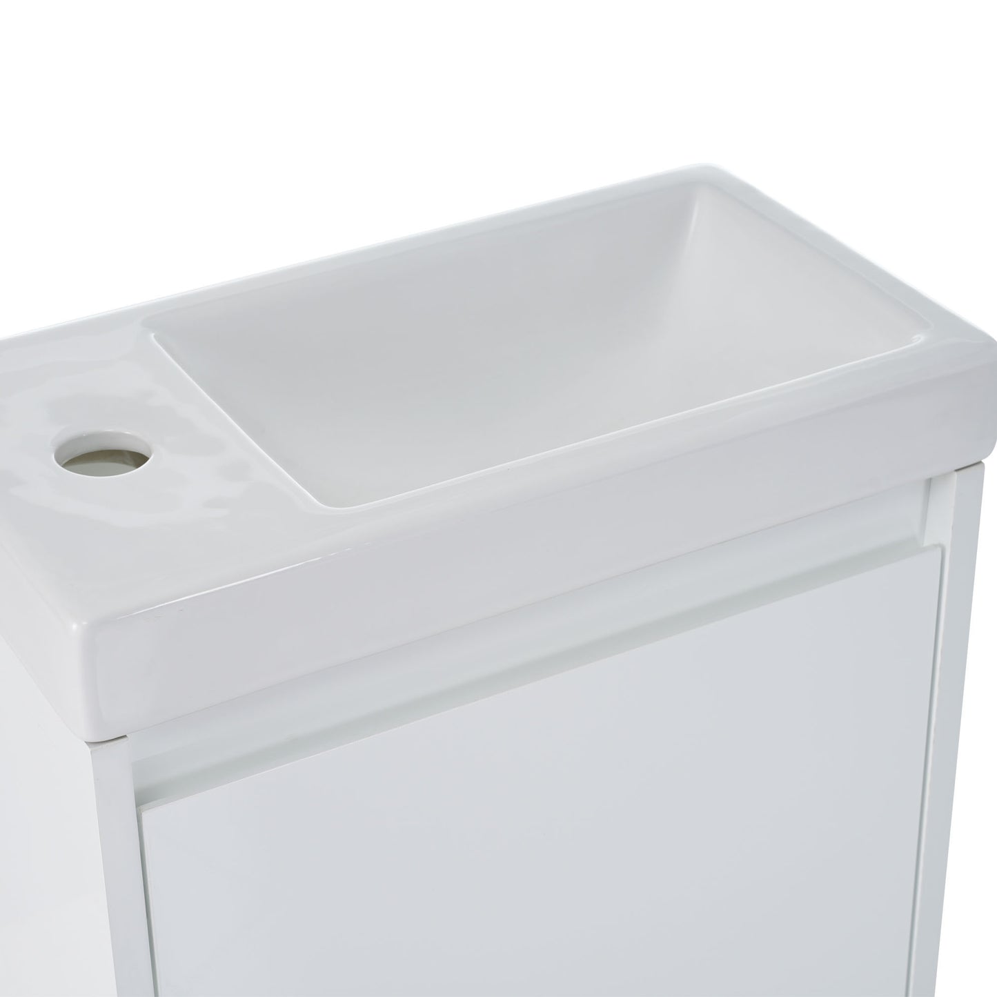 Modern 16-Inch White Bathroom Vanity Cabinet with Soft-Close Doors - Easy Assembly, Versatile Installation