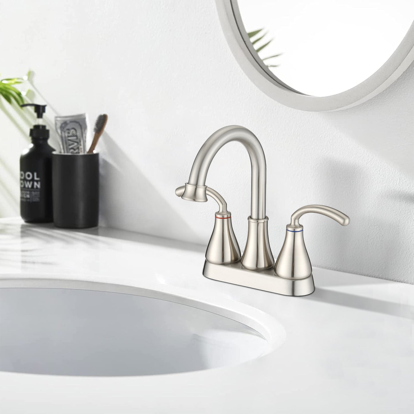 Bathroom Sink Faucet Set with Dual Handles and Pop-Up Drain