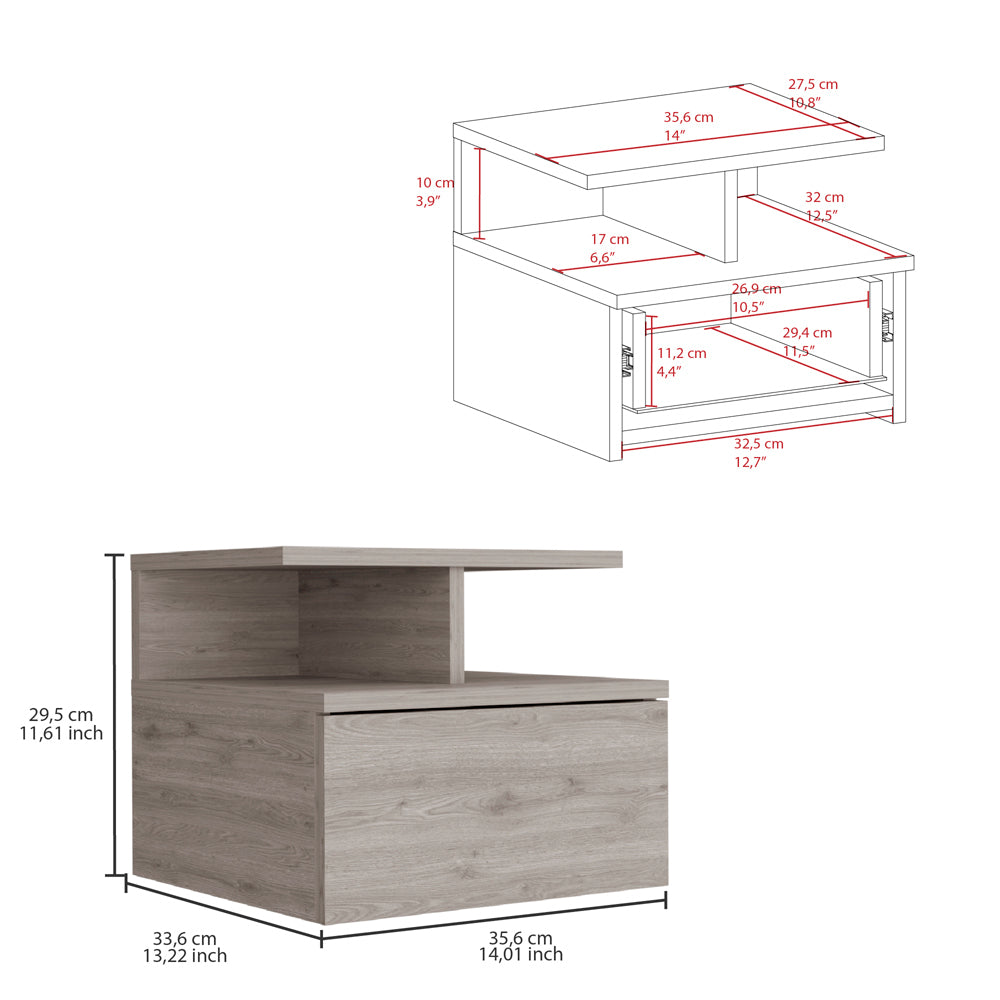 Floating Nightstand Flopini, One Drawer, Light Gray Finish