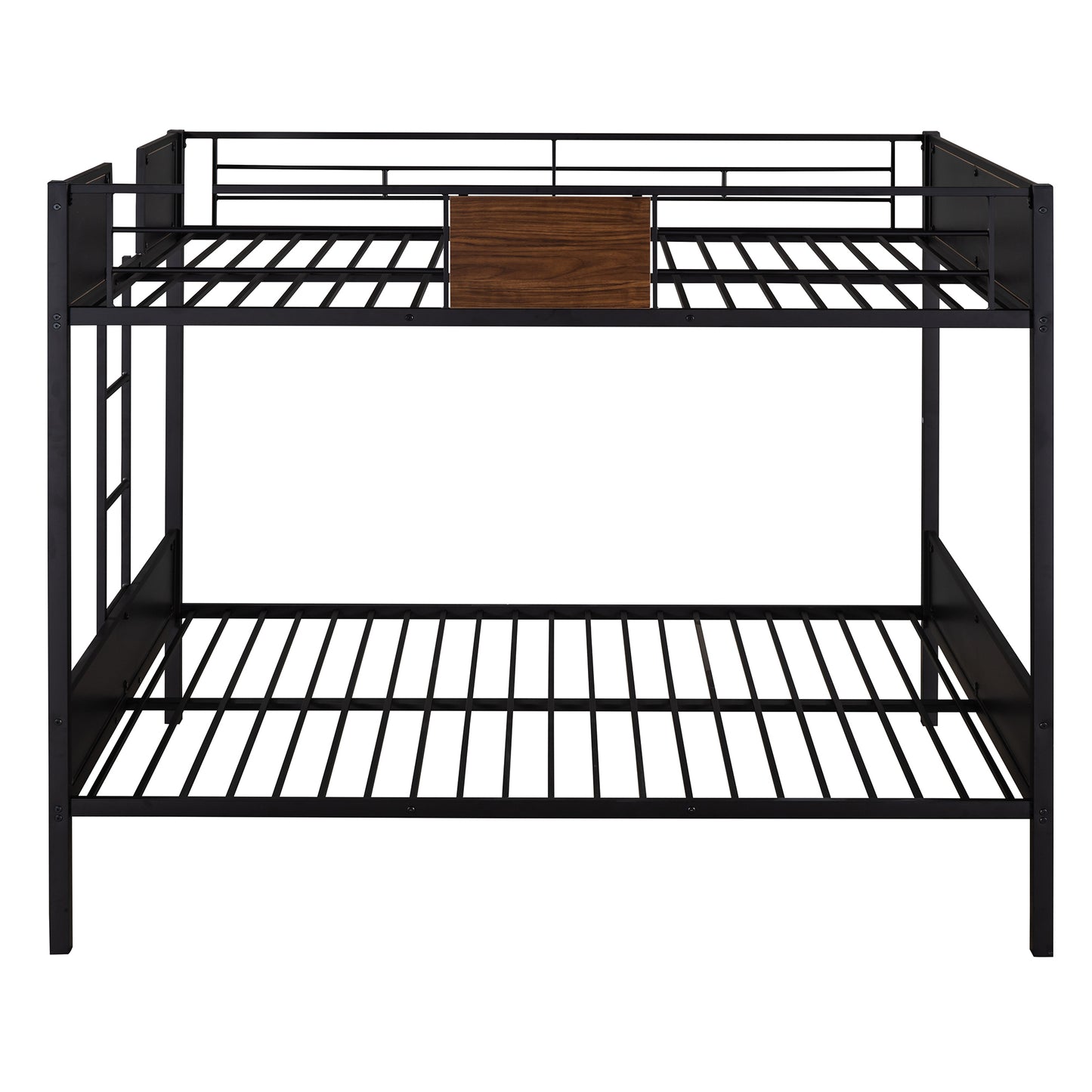 Contemporary Double-over-Double Steel Frame Bunk Bed with Safety Rail & Built-In Ladder