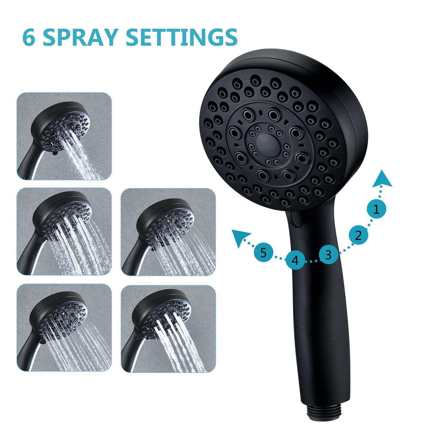 Luxurious Oil Rubbed Bronze Handheld Shower Head with High Pressure Performance