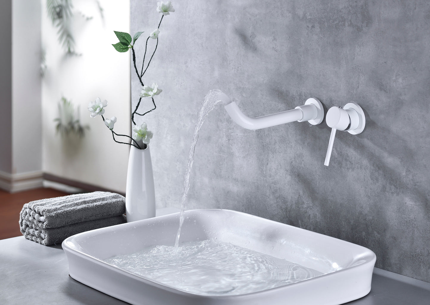 Sleek Wall Mounted Bathroom Faucet with Single Handle Control