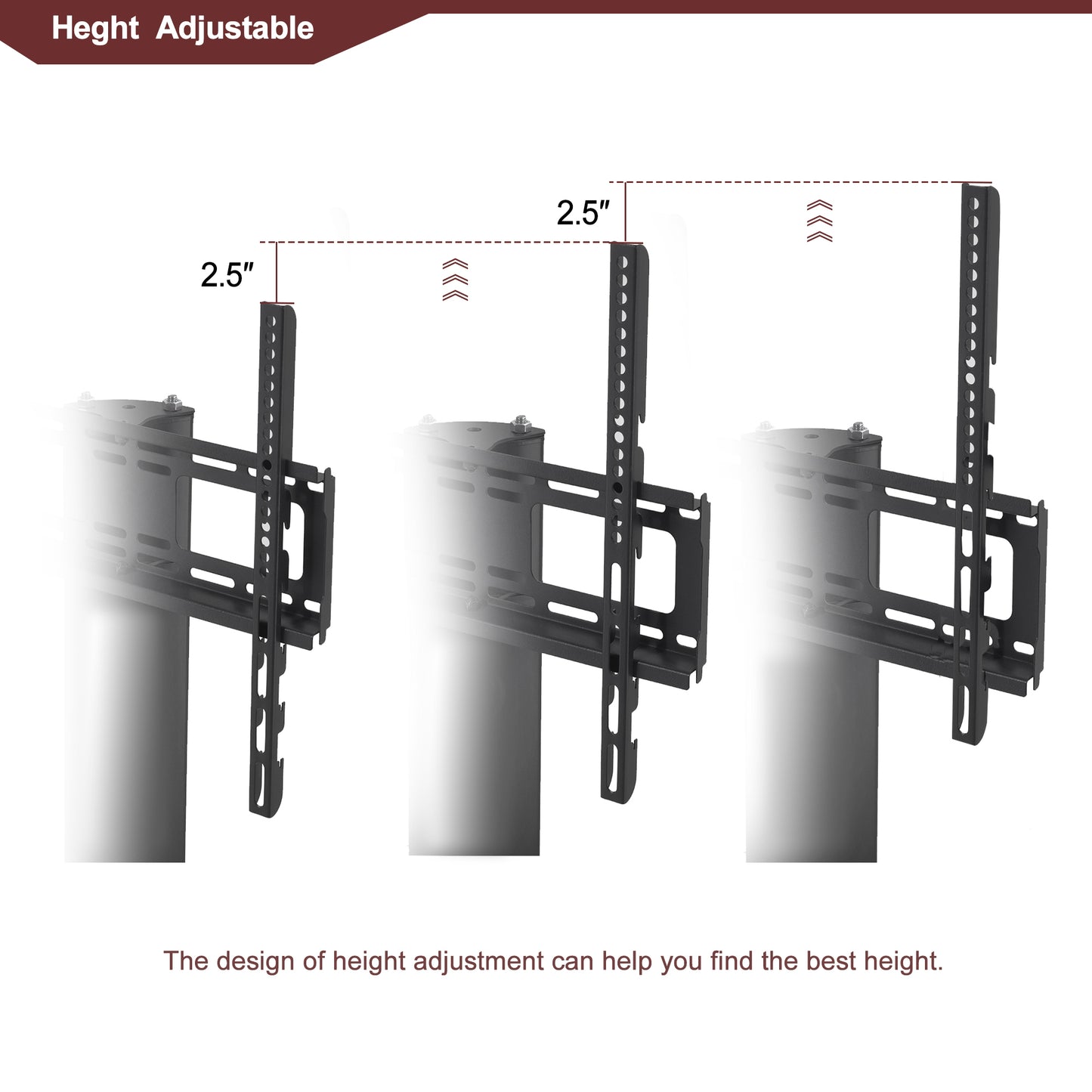 Black Multi-function TV Stand with Adjustable Height and Swivel Bracket