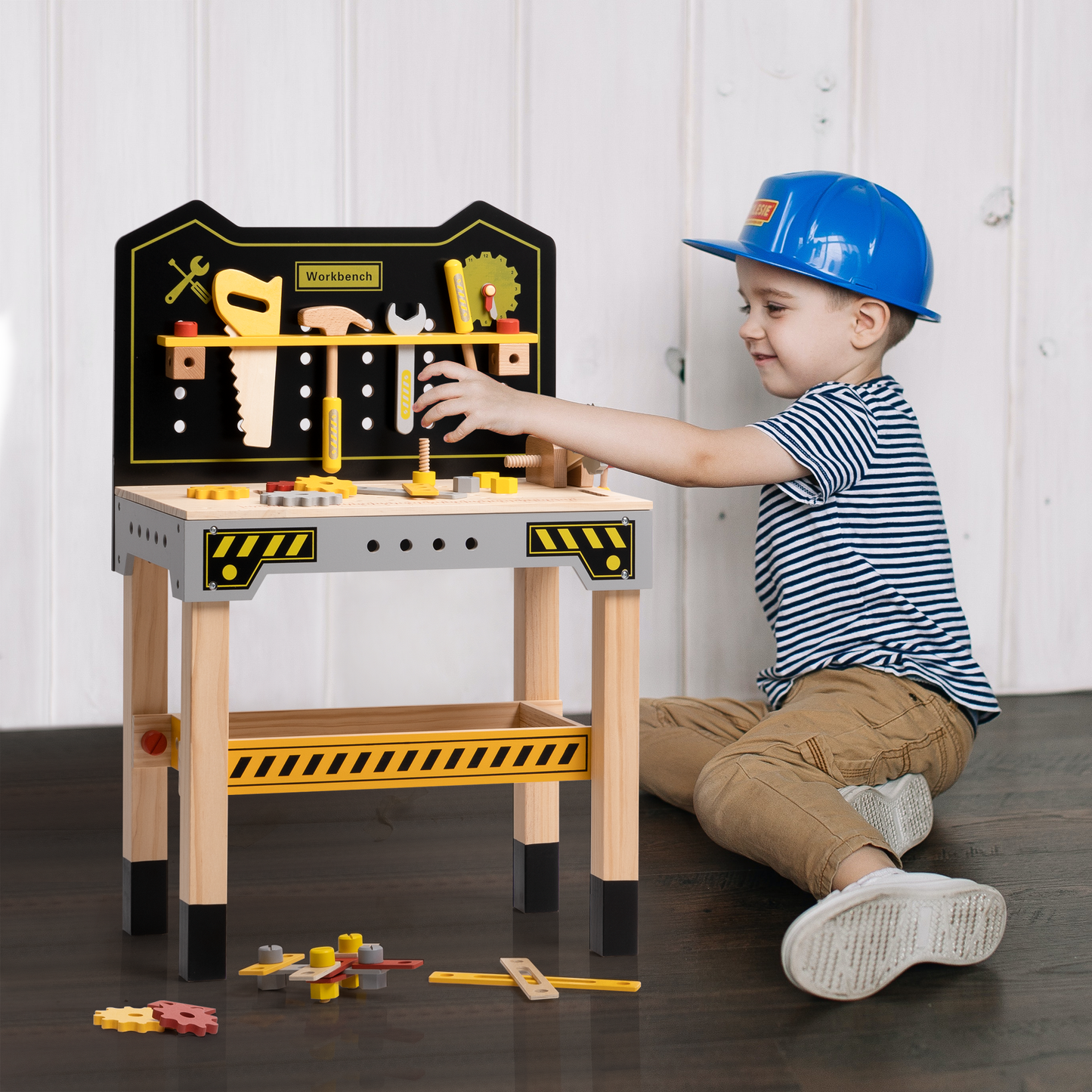 Children's Classic Wooden Workbench Playset - Perfect Gift for Christmas, Parties, and Birthdays