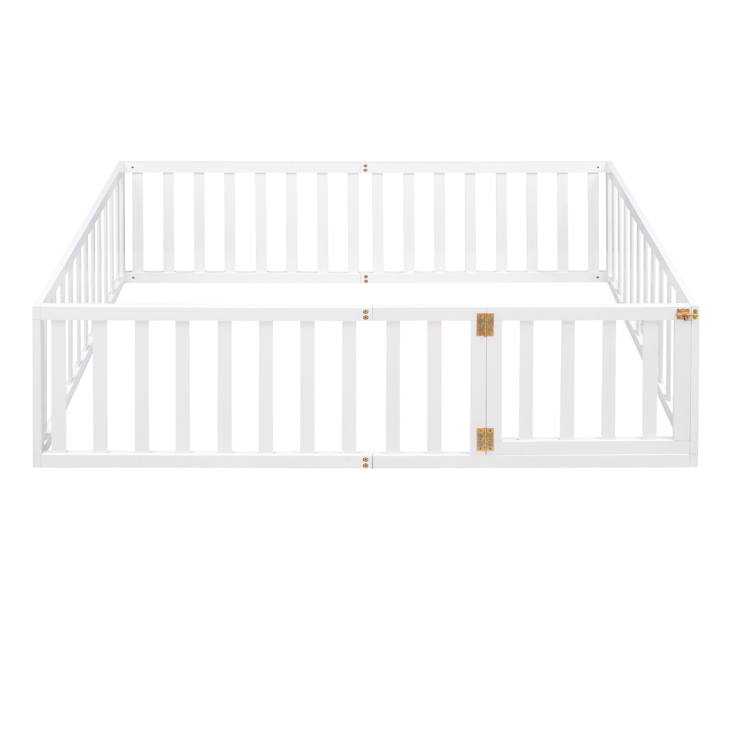 Full Size Wood Daybed Frame with Fence, White