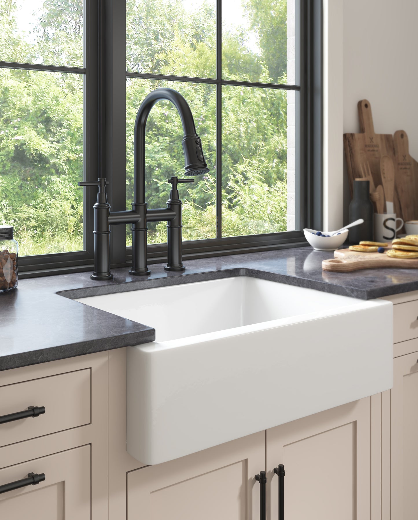 Deep White Fireclay Farmhouse Kitchen Sink