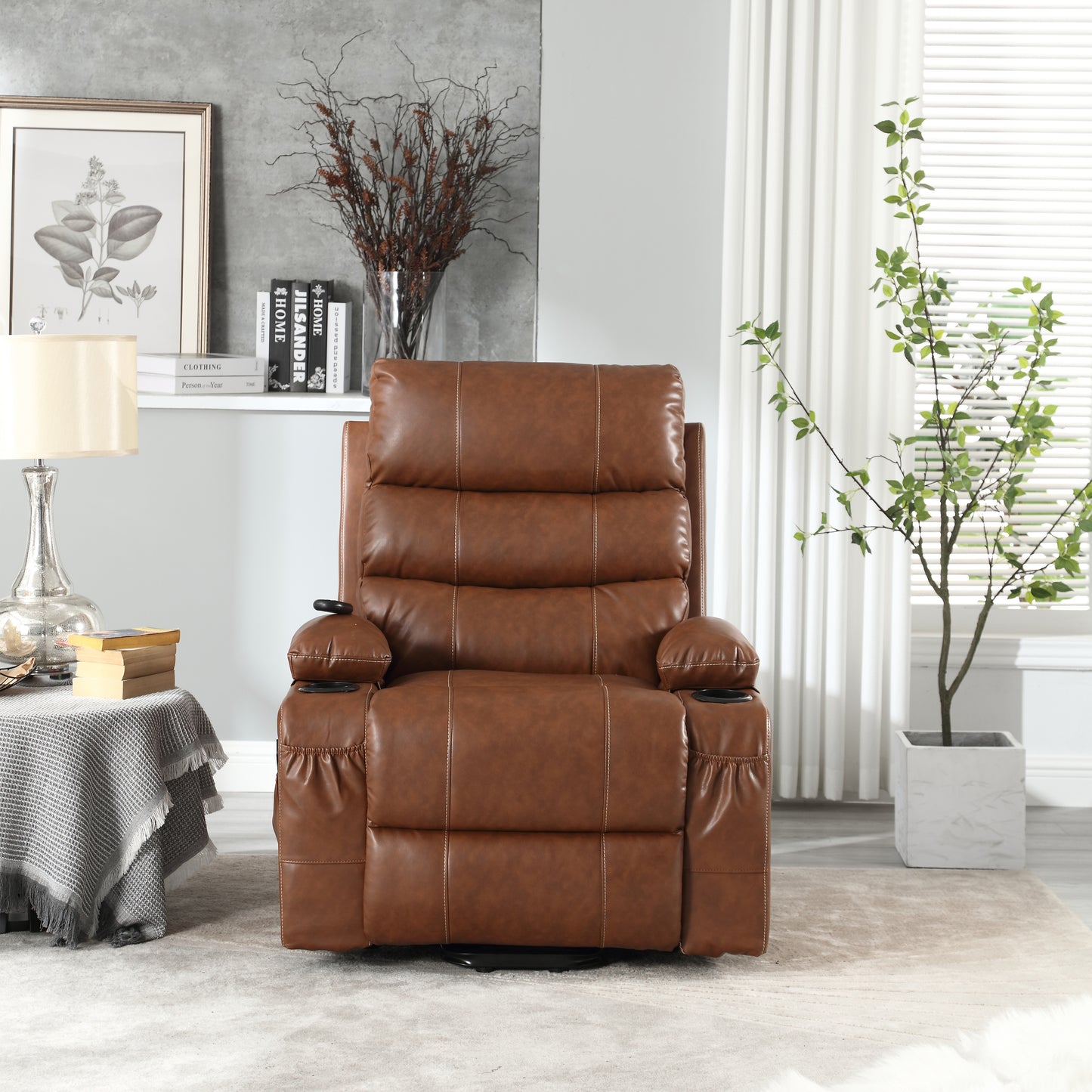 Electric Power Lift Recliner Chair with Massage, Heat, and Side Pockets for Elderly