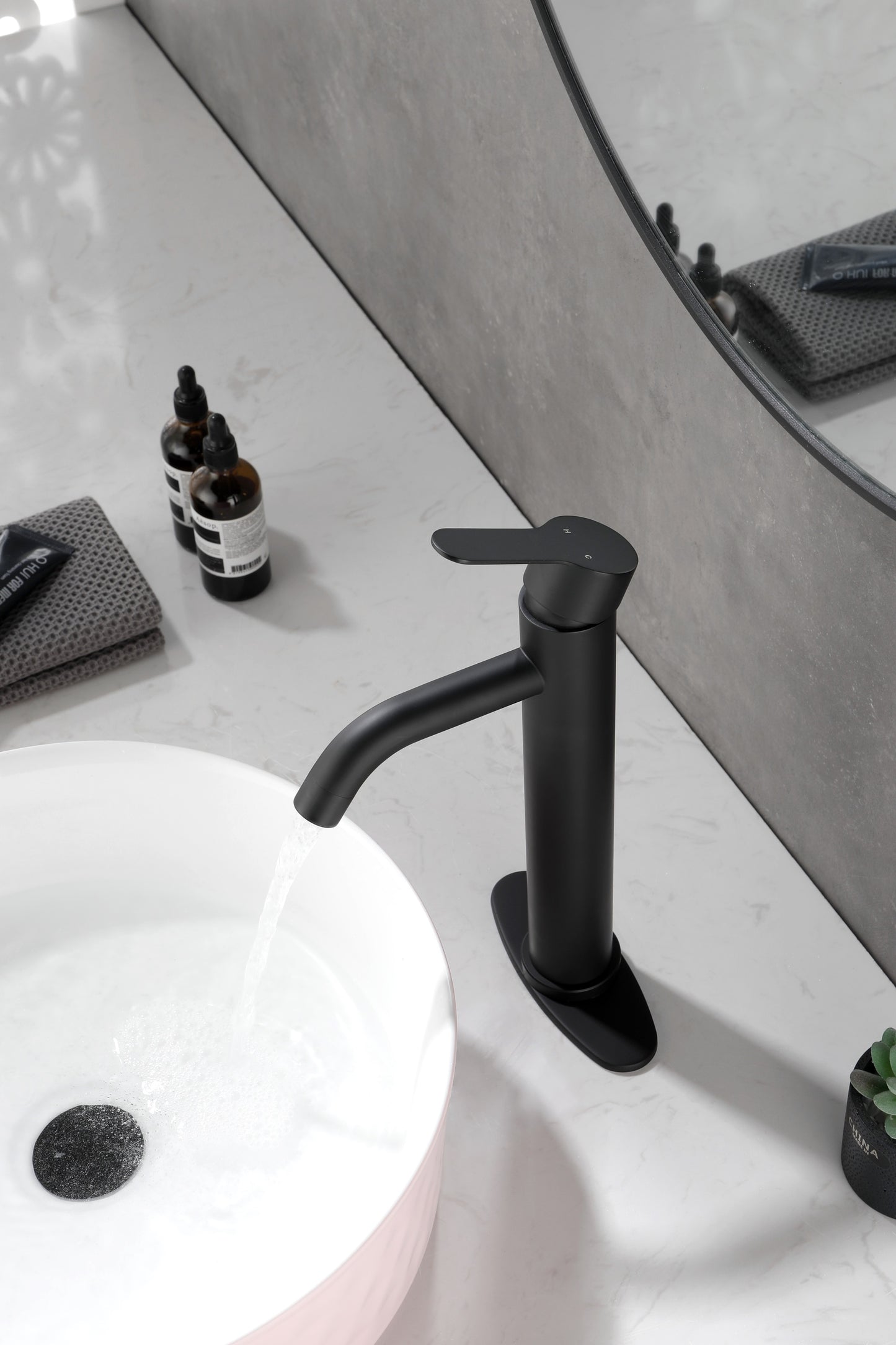 Modern Matte Black Waterfall Spout Bathroom Faucet