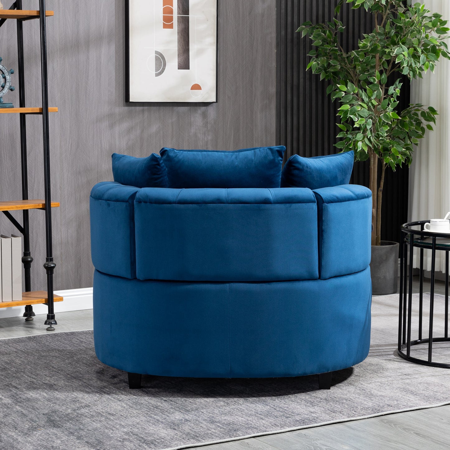 A&A Furniture,Accent Chair / Classical Barrel Chair for living room / Modern Leisure Sofa Chair (Blue)