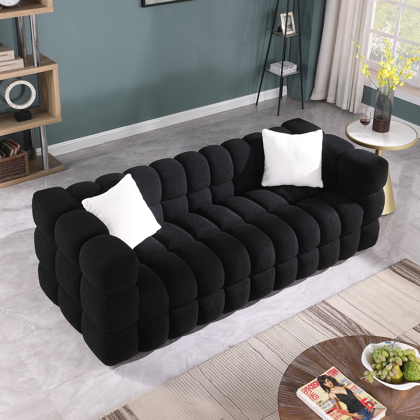 Luxurious 3-Seater White Boucle Marshmallow Sofa for USA People