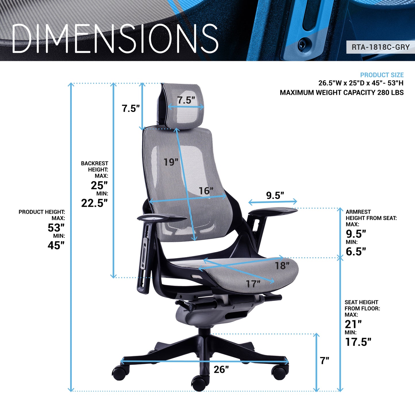 LUX Ergonomic Executive Chair, Grey